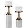Castiel White and Brass Pillar Candle Holders Set of 2