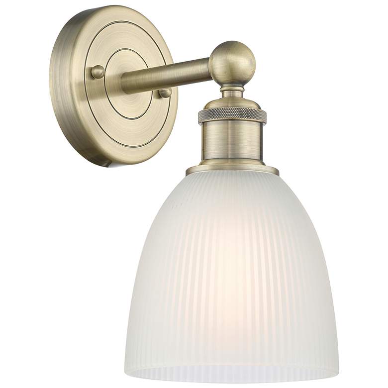 Image 1 Castile 11.5"High Antique Brass Sconce With White Shade