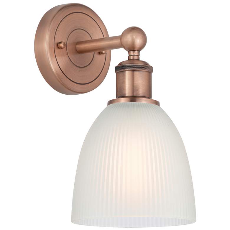 Image 1 Castile 11.5 inchHigh Antique Copper Sconce With White Shade