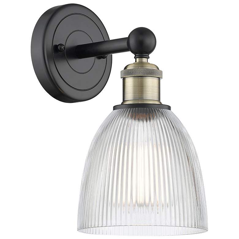 Image 1 Castile 11.5"High Black Antique Brass Sconce With Clear Shade