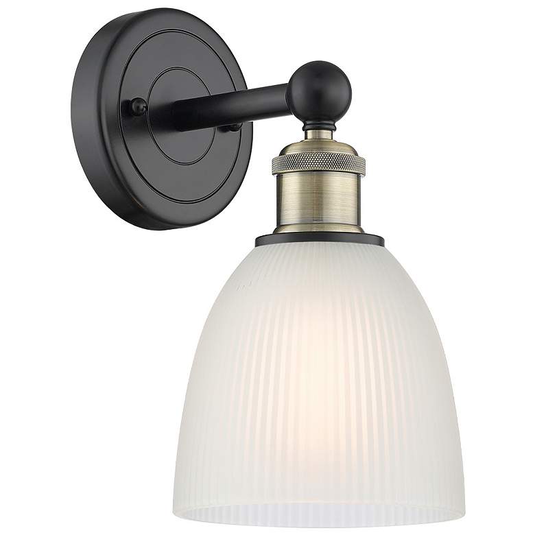 Image 1 Castile 11.5"High Black Antique Brass Sconce With White Shade