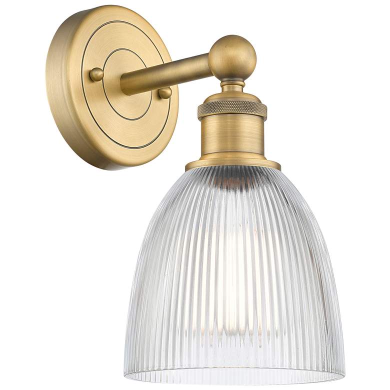 Image 1 Castile 11.5"High Brushed Brass Sconce With Clear Shade