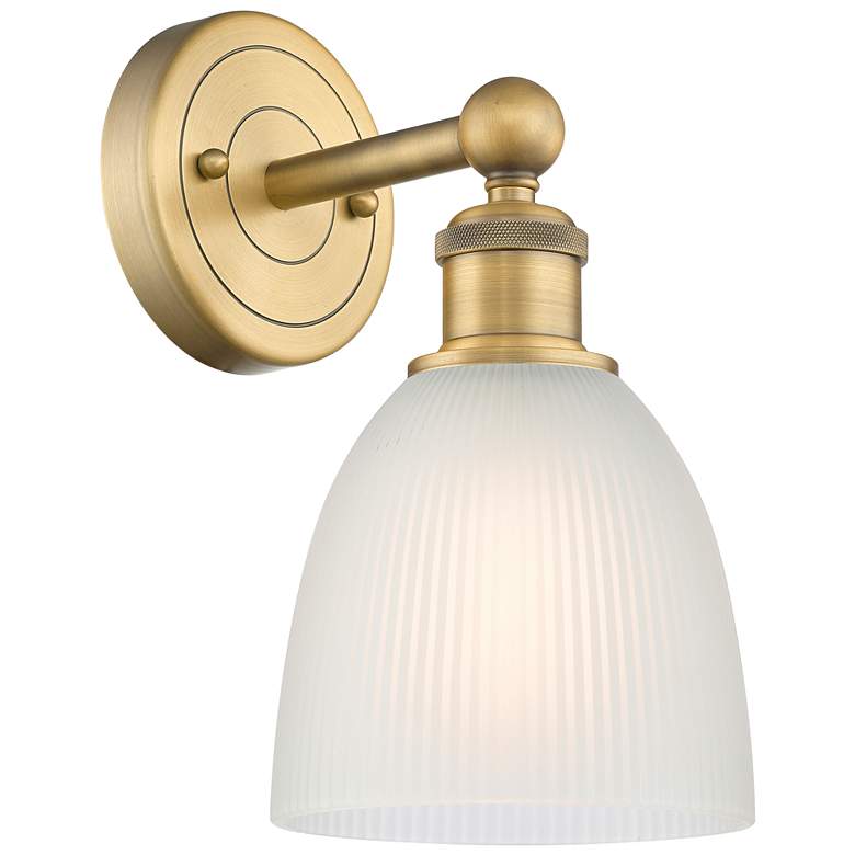 Image 1 Castile 11.5"High Brushed Brass Sconce With White Shade