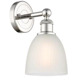 Castile 11.5&quot;High Polished Nickel Sconce With White Shade