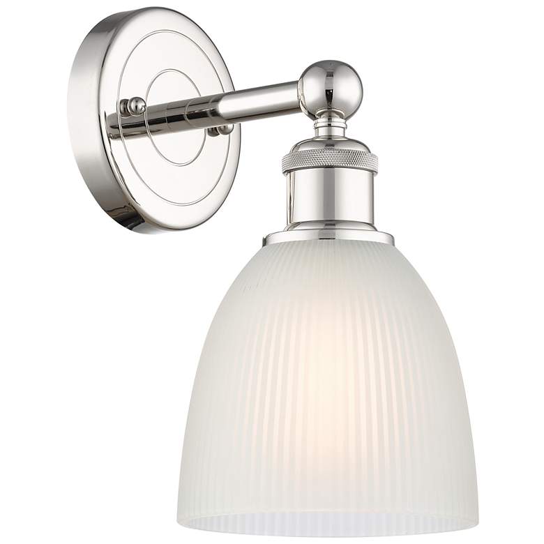 Image 1 Castile 11.5 inchHigh Polished Nickel Sconce With White Shade