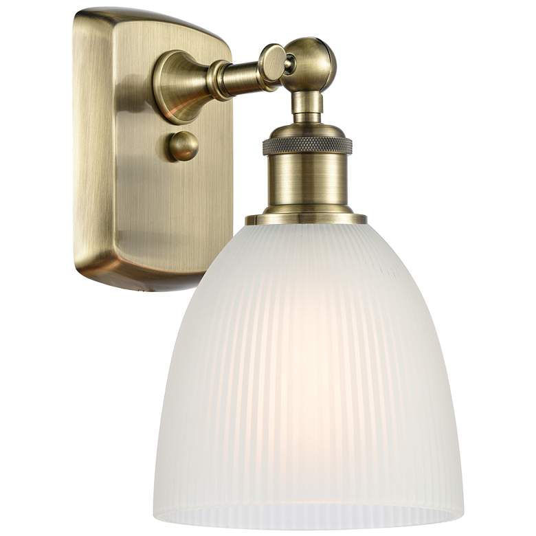 Image 1 Castile 11" High Antique Brass Sconce w/ White Shade