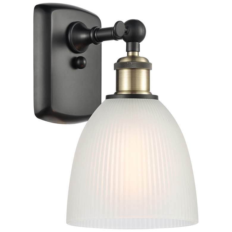 Image 1 Castile 11" High Black Brass Sconce w/ White Shade