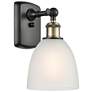 Castile 11" High Black Brass Sconce w/ White Shade