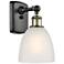 Castile 11" High Black Brass Sconce w/ White Shade