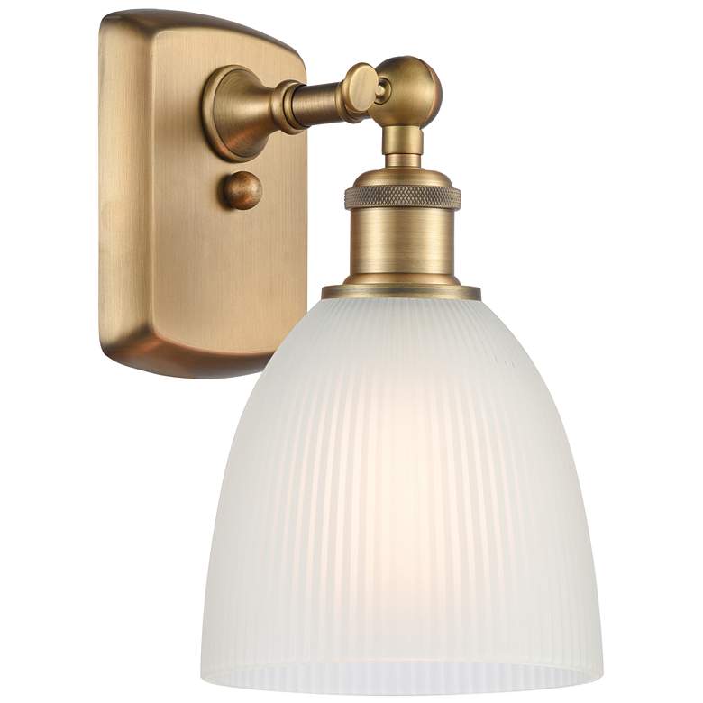 Image 1 Castile 11" High Brushed Brass Sconce w/ White Shade