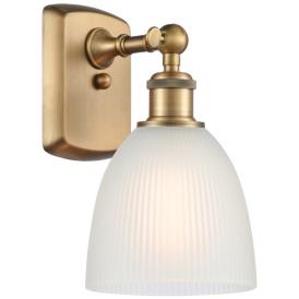 Castile 11" High Brushed Brass Sconce w/ White Shade Castile 11" High Brushed Brass Sconce w/ White Shade