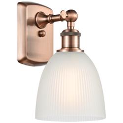 Castile 11" High Copper Sconce w/ White Shade