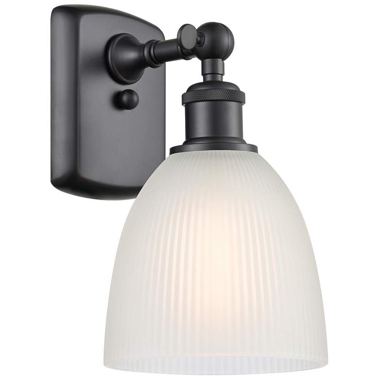 Image 1 Castile 11" High Matte Black Sconce w/ White Shade