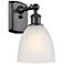 Castile 11" High Matte Black Sconce w/ White Shade