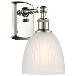 Castile 11" High Polished Nickel Sconce w/ White Shade