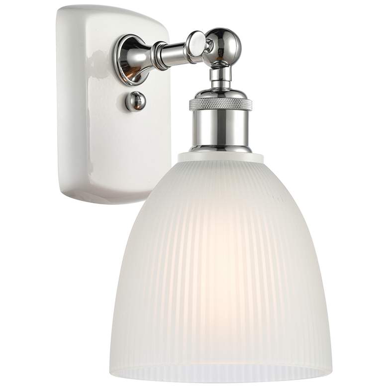 Image 1 Castile 11 inch High White and Polished Chrome Sconce w/ White Shade