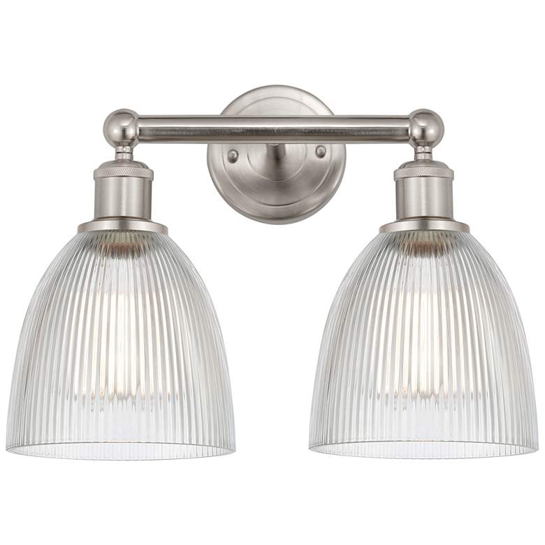 Image 1 Castile 15" 2-Light Brushed Satin Nickel Bath Light w/ Clear Shade