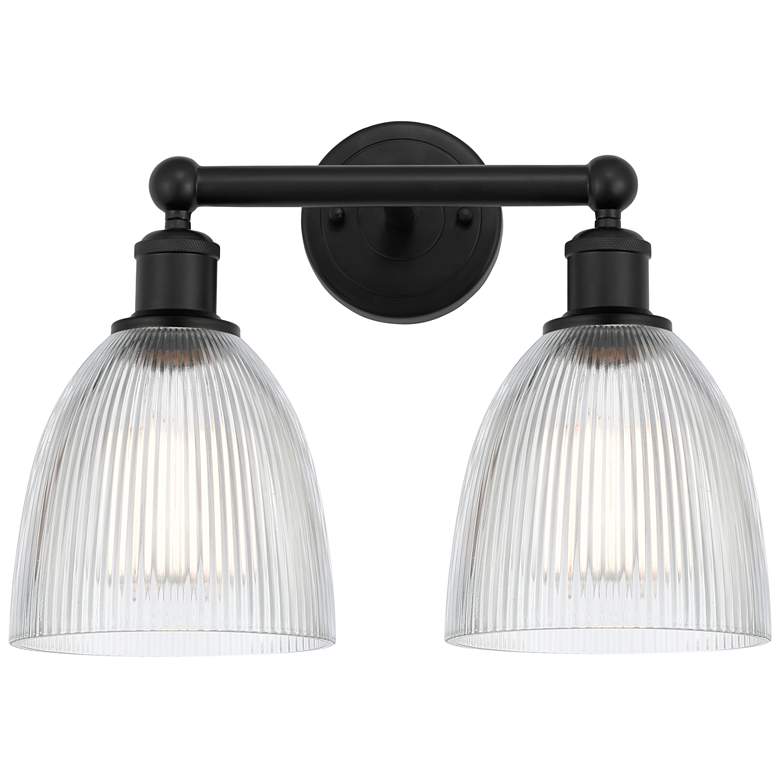 Image 1 Castile 15" 2-Light Matte Black Bath Light w/ Clear Shade