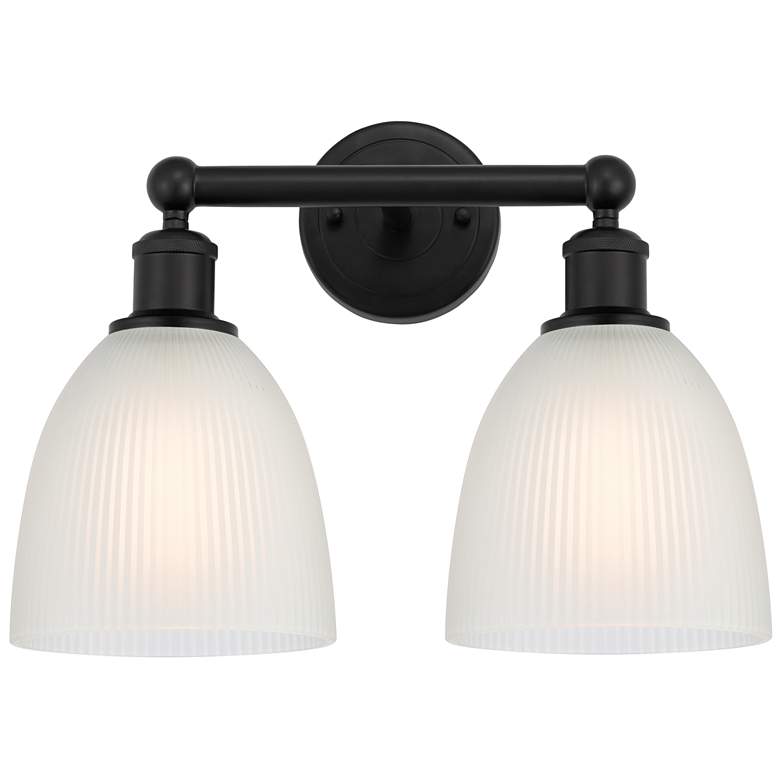 Image 1 Castile 15" 2-Light Matte Black Bath Light w/ White Shade