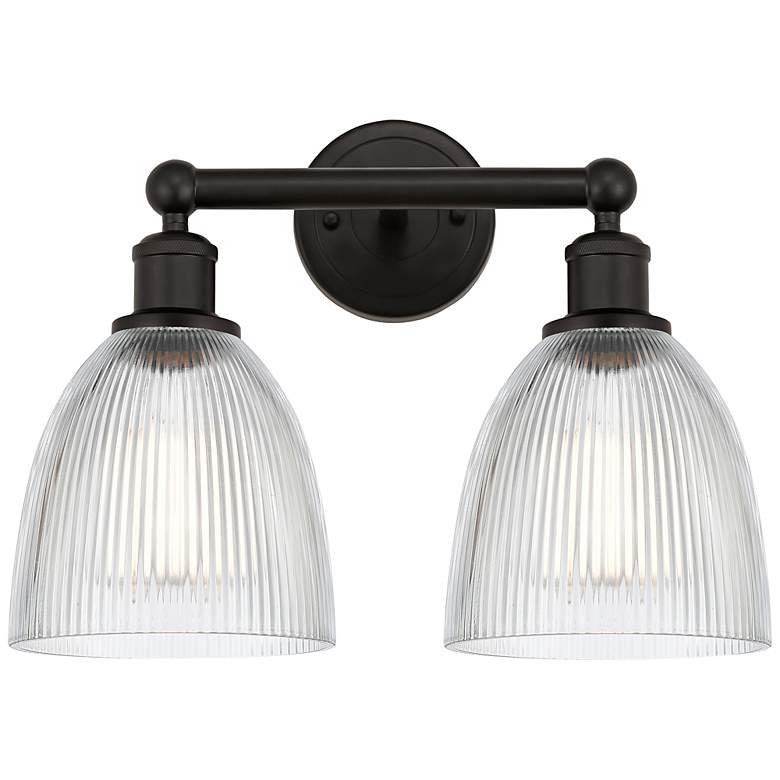 Image 1 Castile 15" 2-Light Oil Rubbed Bronze Bath Light w/ Clear Shade