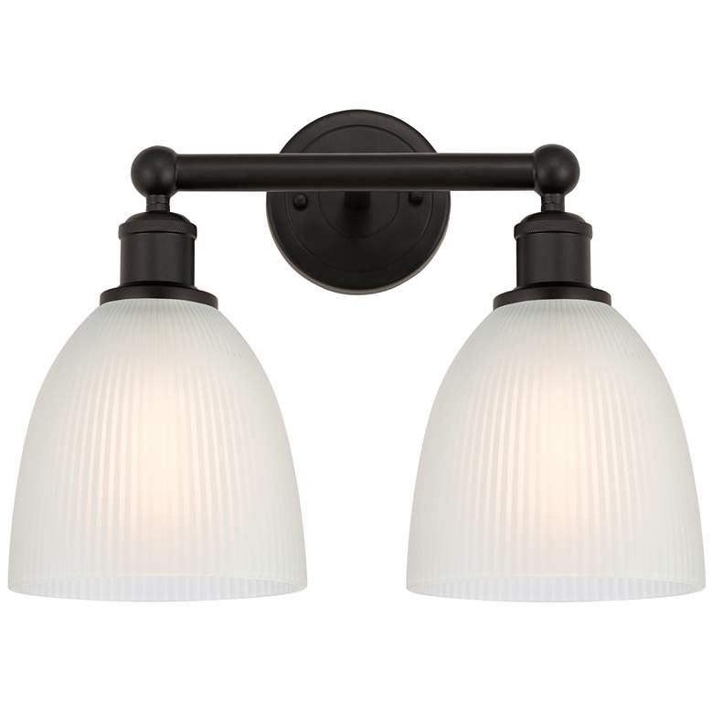 Image 1 Castile 15" 2-Light Oil Rubbed Bronze Bath Light w/ White Shade