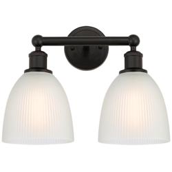 Castile 15" 2-Light Oil Rubbed Bronze Bath Light w/ White Shade