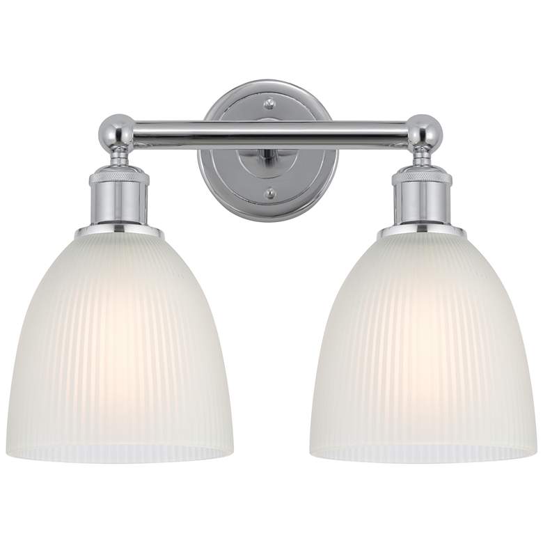 Image 1 Castile 15" 2-Light Polished Chrome Bath Light w/ White Shade