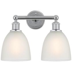 Castile 15" 2-Light Polished Chrome Bath Light w/ White Shade
