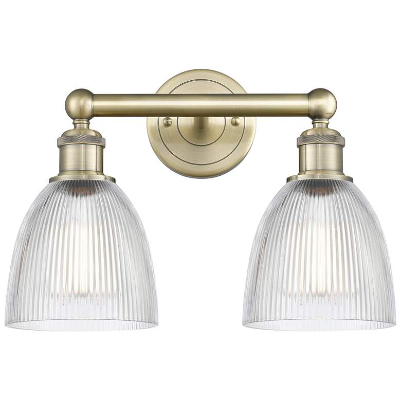 Image 1 Castile 15" Wide 2 Light Antique Brass Bath Vanity Light With Clear Sh