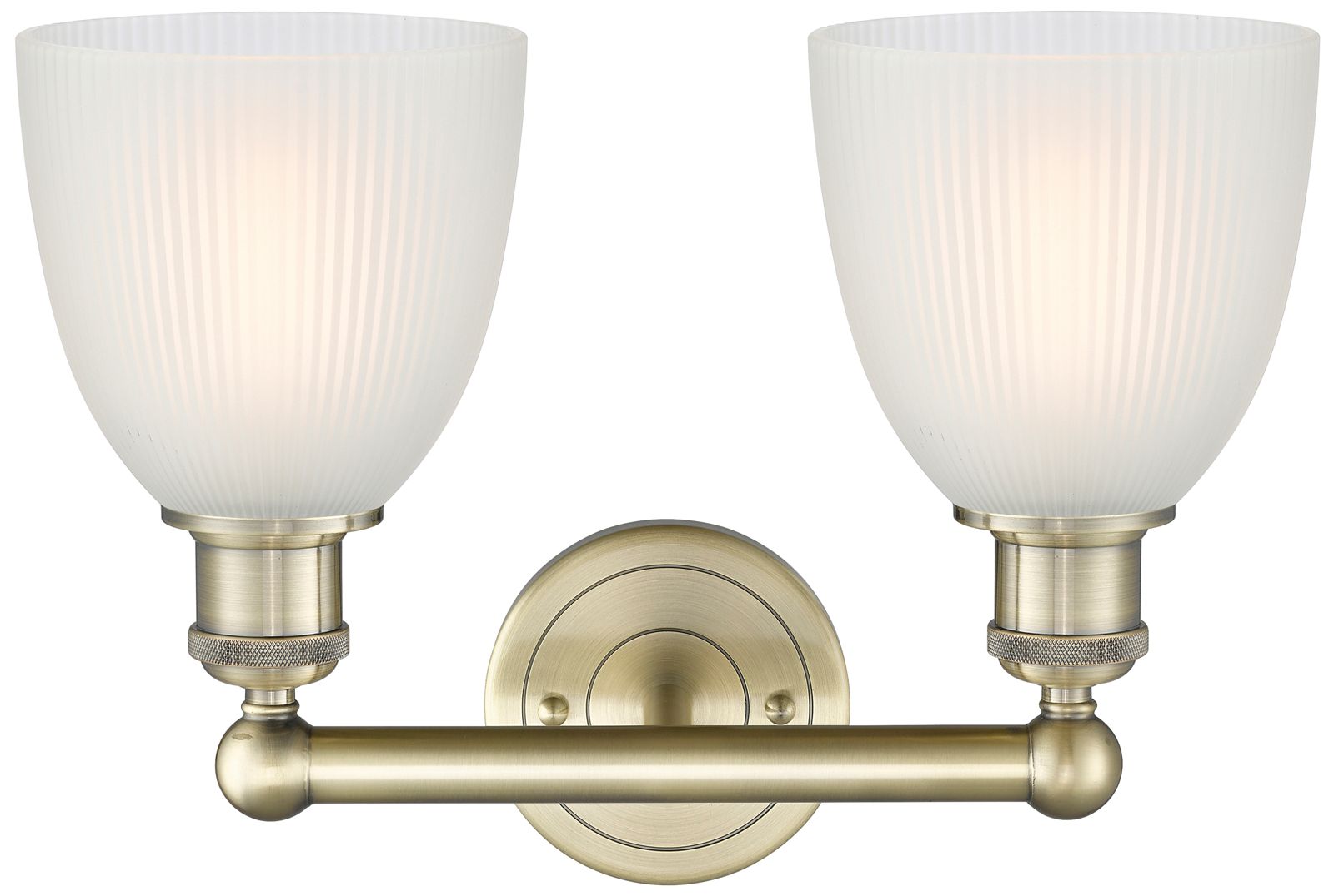 Image 4 Castile 15" Wide 2 Light Antique Brass Bath Vanity Light With White Sh more views