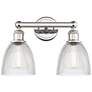 Castile 15" Wide 2 Light Polished Nickel Bath Vanity Light With Clear 