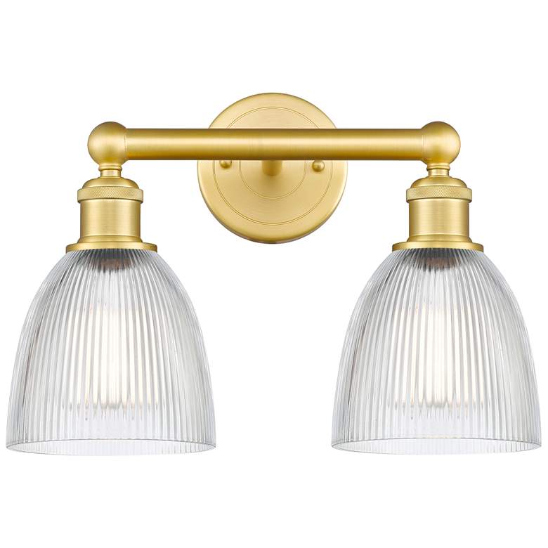 Image 1 Castile 15" Wide 2 Light Satin Gold Bath Vanity Light With Clear Shade