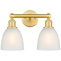 Castile 15&quot; Wide 2 Light Satin Gold Bath Vanity Light With White Shade