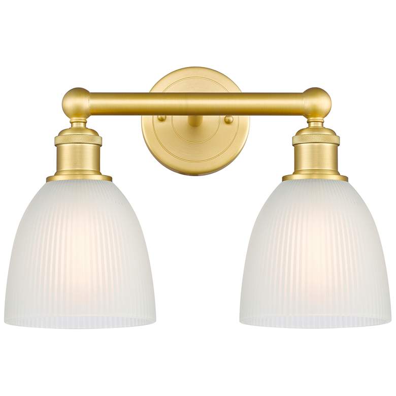 Image 1 Castile 15" Wide 2 Light Satin Gold Bath Vanity Light With White Shade