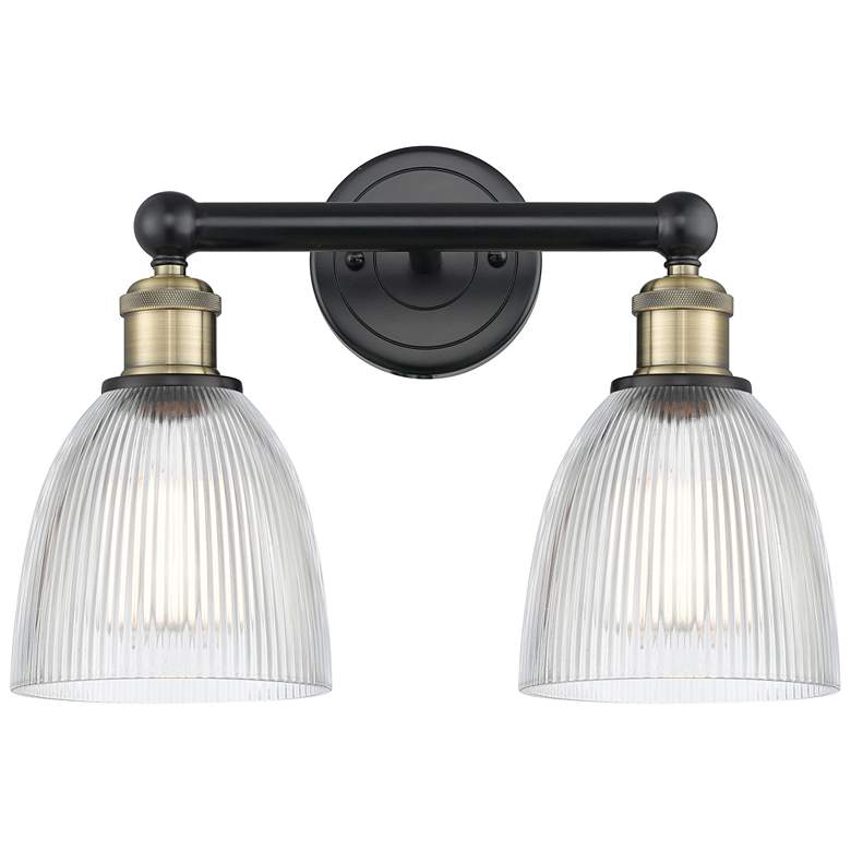 Image 1 Castile 15"W 2 Light Black Antique Brass Bath Vanity Light With Clear