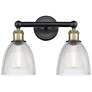 Castile 15"W 2 Light Black Antique Brass Bath Vanity Light With Clear