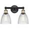 Castile 15"W 2 Light Black Antique Brass Bath Vanity Light With Clear