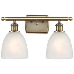 Castile 16" Wide 2 Light Antique Brass Bath Vanity Light w/ White Shad
