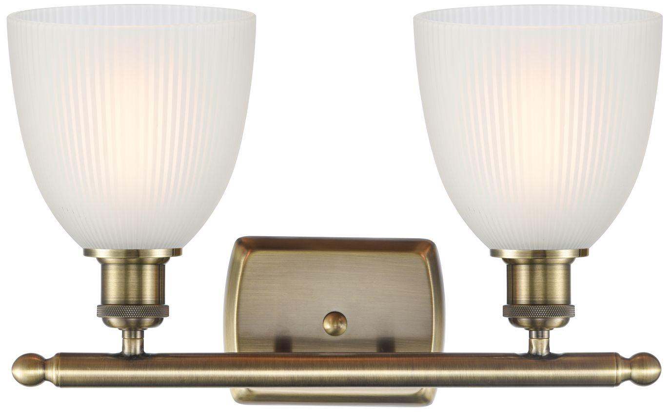 Image 2 Castile 16" Wide 2 Light Antique Brass Bath Vanity Light w/ White Shad more views