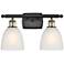 Castile 16" Wide 2 Light Black Brass Bath Vanity Light w/ White Shade
