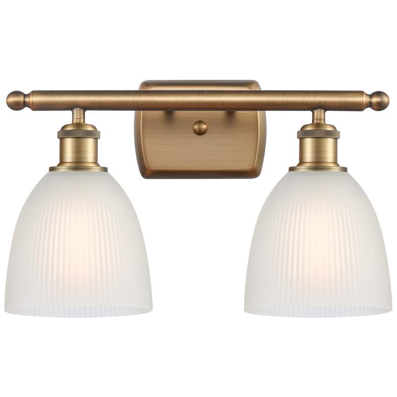 Image 1 Castile 16" Wide 2 Light Brushed Brass Bath Vanity Light w/ White Shad