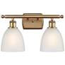 Castile 16" Wide 2 Light Brushed Brass Bath Vanity Light w/ White Shad