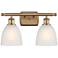 Castile 16" Wide 2 Light Brushed Brass Bath Vanity Light w/ White Shad