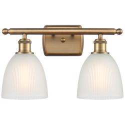 Castile 16" Wide 2 Light Brushed Brass Bath Vanity Light w/ White Shad
