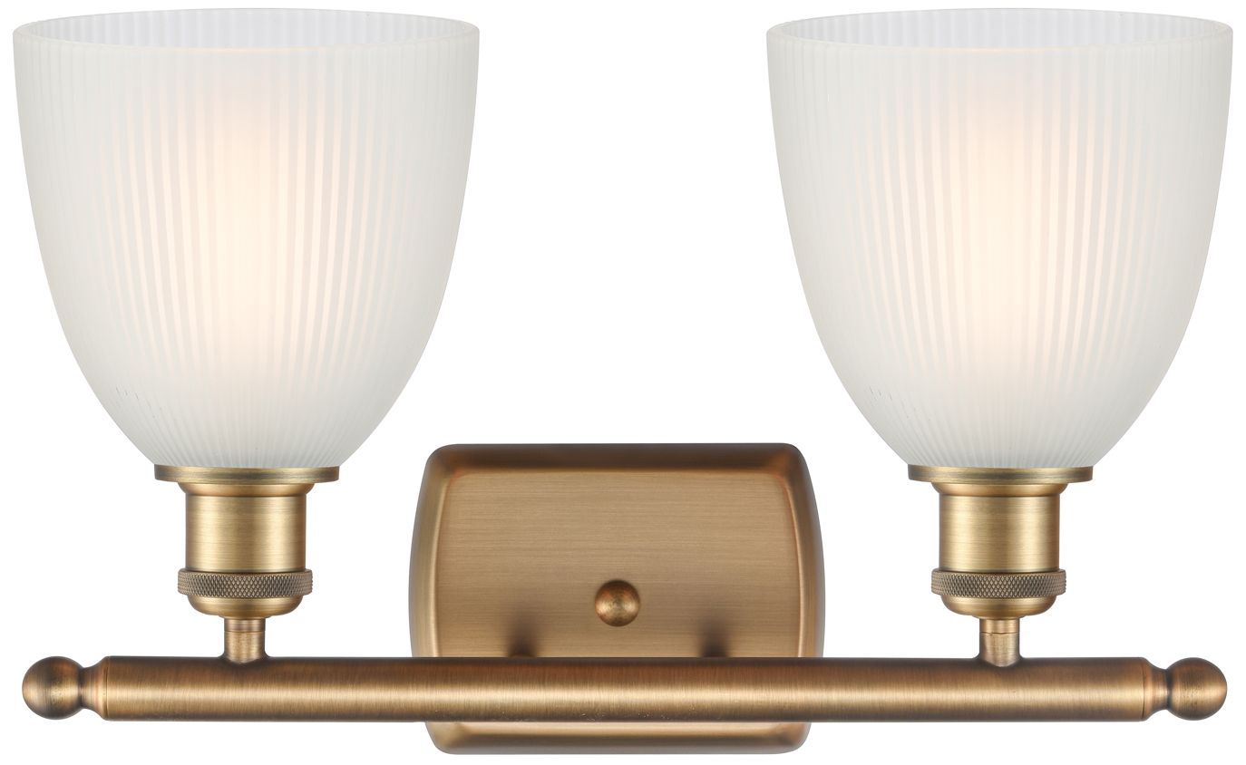 Image 2 Castile 16" Wide 2 Light Brushed Brass Bath Vanity Light w/ White Shad more views