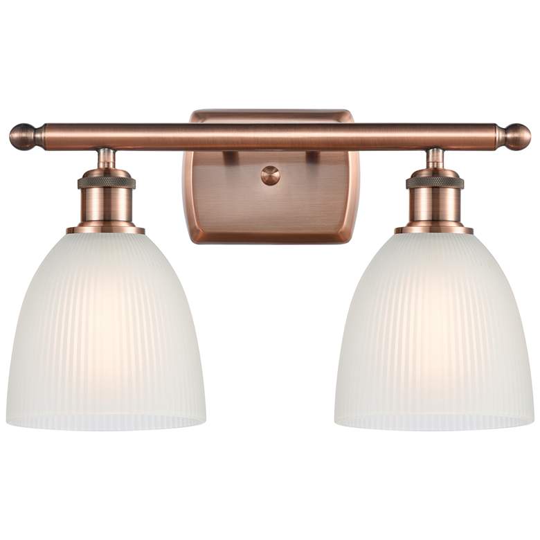 Image 1 Castile 16" Wide 2 Light Copper Bath Vanity Light w/ White Shade