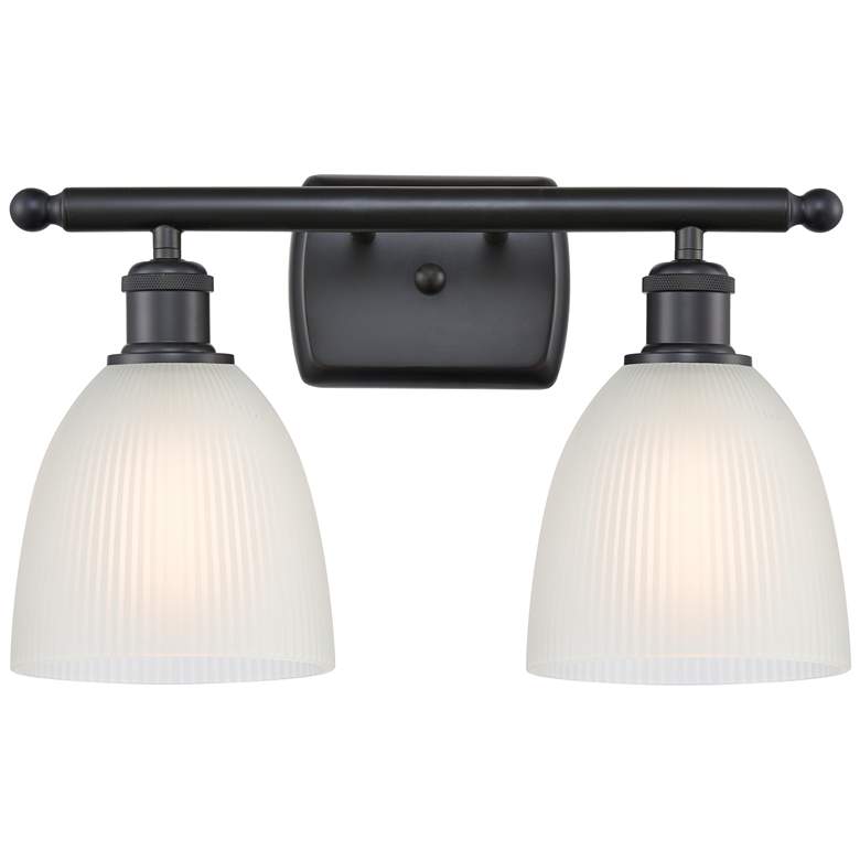 Image 1 Castile 16" Wide 2 Light Matte Black Bath Vanity Light w/ White Shade