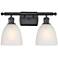 Castile 16" Wide 2 Light Matte Black Bath Vanity Light w/ White Shade