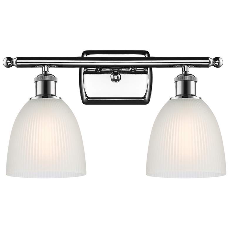 Image 1 Castile 16" Wide 2 Light Polished Chrome Bath Vanity Light w/ White Sh