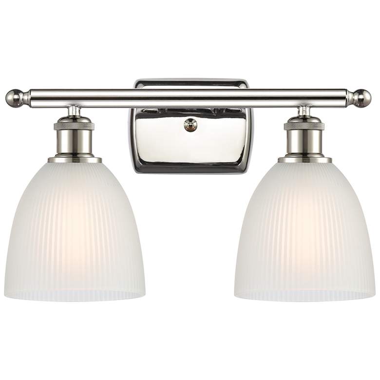 Image 1 Castile 16" Wide 2 Light Polished Nickel Bath Vanity Light w/ White Sh